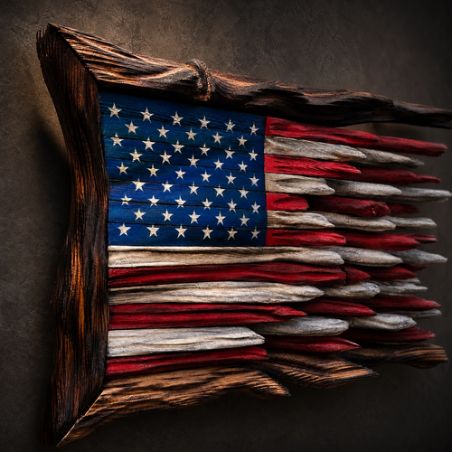 Wooden national flag pendant